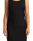 Patrizia Pepe Black Cotton Blend Sleeveless Knee Length Sheath Dress