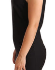 Patrizia Pepe Black Cotton Blend Sleeveless Knee Length Sheath Dress