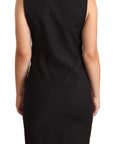 Patrizia Pepe Black Cotton Blend Sleeveless Knee Length Sheath Dress