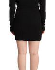 Dsquared² Black Long Sleeves Deep V-neck Mini Sheath Dress