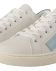 Dolce & Gabbana White Blue Leather Low Top Sneakers Shoes