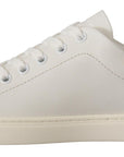 Dolce & Gabbana White Blue Leather Low Top Sneakers Shoes