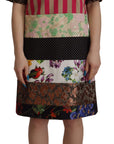 Dolce & Gabbana Multicolor Pachwork Floral Sheath Jaquard Mini Gown Dress