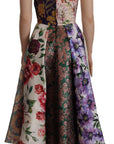 Dolce & Gabbana Dress Midi Patchwork Floral Jaquard Silk
