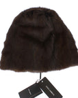 Dolce & Gabbana Brown Weasel Fur Womens Cashmere Hat Beanie