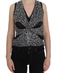 Karl Lagerfeld Gray Black Silk Blouse Top