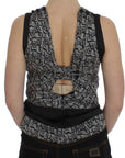 Karl Lagerfeld Gray Black Silk Blouse Top