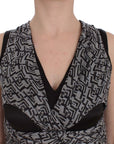Karl Lagerfeld Gray Black Silk Blouse Top