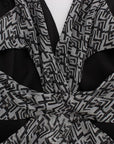 Karl Lagerfeld Gray Black Silk Blouse Top