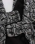 Karl Lagerfeld Gray Black Silk Blouse Top
