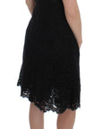 Dolce & Gabbana Black Floral Lace Shift Knee Length Dress