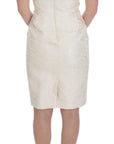Dolce & Gabbana White Brocade Crystal Sheath Dress