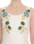 Dolce & Gabbana White Brocade Crystal Sheath Dress
