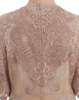 Dolce & Gabbana Pink Silk Lace Ricamo Shift Gown Dress