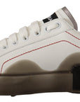 Dolce & Gabbana White Leather Shoes Womens Logo Portofino Sneakers