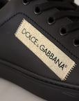 Dolce & Gabbana Black Gold Leather Low Top Sneakers Womens Shoes