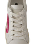Dolce & Gabbana White Pink Leather Low Top Sneakers Womens Shoes
