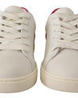 Dolce & Gabbana White Pink Leather Low Top Sneakers Womens Shoes