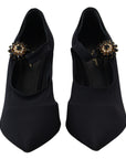 Dolce & Gabbana Black Socks Stretch Crystal Pumps Shoes