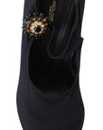 Dolce & Gabbana Black Socks Stretch Crystal Pumps Shoes