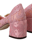 Dolce & Gabbana Pink Taormina Lace Crystal Pumps Pastel Shoes