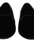 Dolce & Gabbana Black Velvet Slip Ons Loafers Flats Shoes