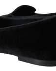 Dolce & Gabbana Black Velvet Slip Ons Loafers Flats Shoes