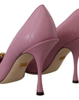 Dolce & Gabbana Pink Leather Heart DEVOTION Heels Pumps Shoes