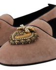 Dolce & Gabbana Pink Velvet Slip Ons Loafers Flats Shoes