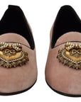 Dolce & Gabbana Pink Velvet Slip Ons Loafers Flats Shoes