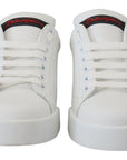 Dolce & Gabbana White Leather Sneaker Portofino Logo Heart Shoes