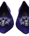 Dolce & Gabbana Purple Suede Crystals Loafers Flats Shoes