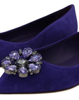 Dolce & Gabbana Purple Suede Crystals Loafers Flats Shoes