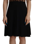 Dolce & Gabbana Black Leopard A-line Knee Length Dress