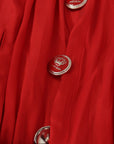 Dolce & Gabbana Red Button Down Belted Midi Satin Silk Dress
