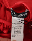 Dolce & Gabbana Red Button Down Belted Midi Satin Silk Dress