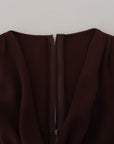 Dolce & Gabbana Brown Wrap Long Sleeve Midi Stretch Dress