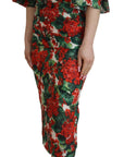 Dolce & Gabbana Multicolor Geranium Silk Sheath Midi Dress