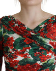 Dolce & Gabbana Multicolor Geranium Silk Sheath Midi Dress