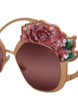 Dolce & Gabbana Pink Gold Rose Sequin Embroidery DG2202 Sunglasses