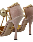 Dolce & Gabbana Pink Crystal T-strap Heels Pumps Shoes