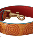 Dolce & Gabbana Orange Leather Swirl Print Bag Shoulder Strap