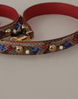 Dolce & Gabbana Brown Python Leather Studded Shoulder Strap