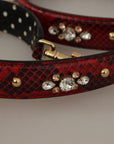 Dolce & Gabbana Red Python Leather Crystals Reversible Shoulder Strap