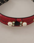 Dolce & Gabbana Red Python Leather Crystals Reversible Shoulder Strap
