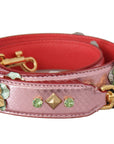 Dolce & Gabbana Metallic Pink Leather Studded Shoulder Strap