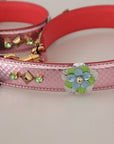 Dolce & Gabbana Metallic Pink Leather Studded Shoulder Strap