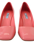 Prada Pink Patent Leather Block Heels Pumps Classic