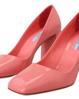 Prada Pink Patent Leather Block Heels Pumps Classic