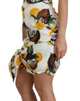Dolce & Gabbana White Coconut Print Sheath Mini Silk Dress